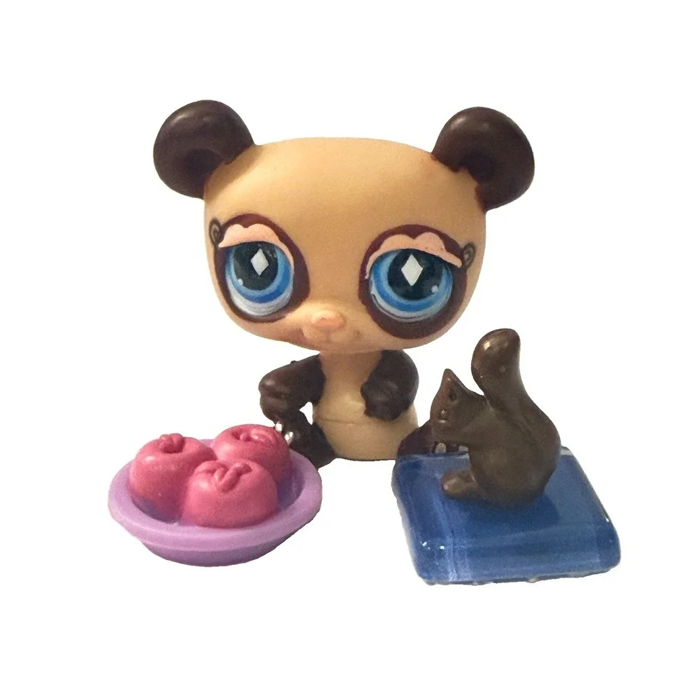 Littlest Pet Shop LPS 2007 G2 Panda Brown Blue Eyes Gray Magnet Accessories
